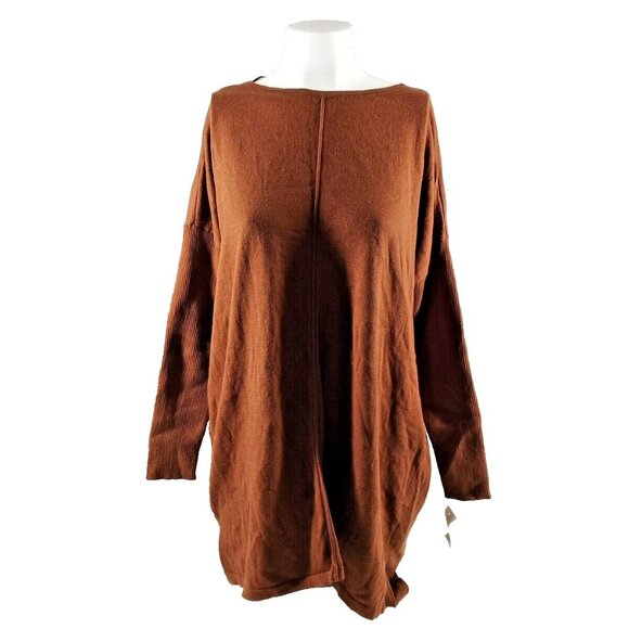 NWT STYLE&CO Basic Tunic Sweater MEDIUM(8-10) Brown Pullover Cotton French Seam - Picture 1 of 11